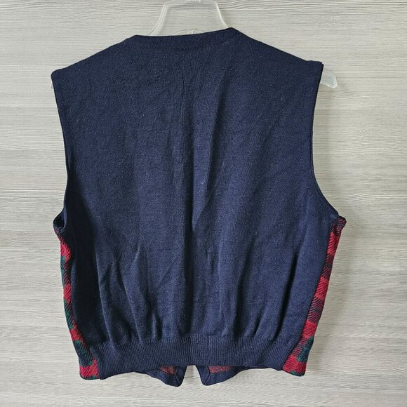 Mens Ferrante Plaid 100% Wool Button Cardigan Vest Made In Italy Chest Size 45 - Picture 6 of 11
